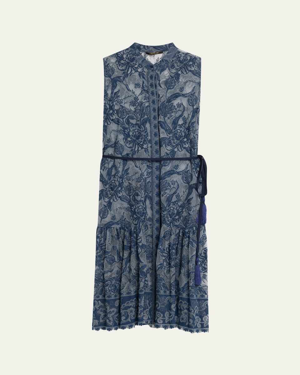 Brien Sleeveless Floral Lace Midi Dress